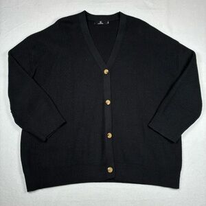 Illusory Button Up XL Women's Cozy Cardigan Sweater Shaker Knit Black NWOT